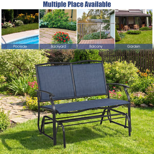 Iron Patio Rocking Chair for Outdoor Backyard and Lawn-Navy