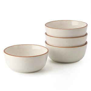 JIEMEI HOME Ceramic Cereal Bowls 27 oz Soup Bowls Set for Salad Breakfast Dinner Serving Oatmeal - Dishwasher Microwave Safe Bowls for Kitchen Set of 4 Speckled White