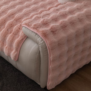 Thick Sofa Cushion Solid Color Faux Fur Fluffy Sofa Cushion Non-Slip Couch Covers