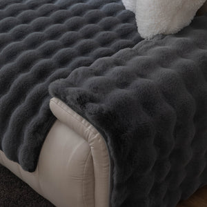 Thick Sofa Cushion Solid Color Faux Fur Fluffy Sofa Cushion Non-Slip Couch Covers