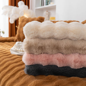 Thick Sofa Cushion Solid Color Faux Fur Fluffy Sofa Cushion Non-Slip Couch Covers