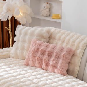 Thick Sofa Cushion Solid Color Faux Fur Fluffy Sofa Cushion Non-Slip Couch Covers