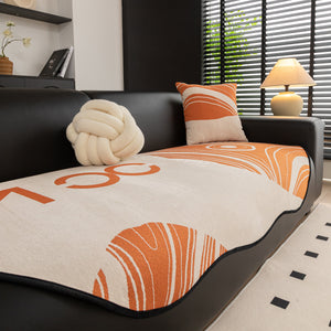 Abstract Art Sofa Cover with Wave Edge, Non Slip Couch Cover for Stylish Homes