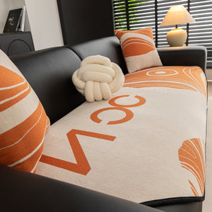 Abstract Art Sofa Cover with Wave Edge, Non Slip Couch Cover for Stylish Homes