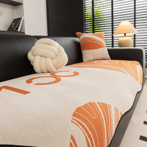 Abstract Art Sofa Cover with Wave Edge, Non Slip Couch Cover for Stylish Homes