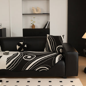 Abstract Art Sofa Cover with Wave Edge, Non Slip Couch Cover for Stylish Homes