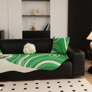 Abstract Art Sofa Cover with Wave Edge, Non Slip Couch Cover for Stylish Homes