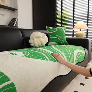 Abstract Art Sofa Cover with Wave Edge, Non Slip Couch Cover for Stylish Homes