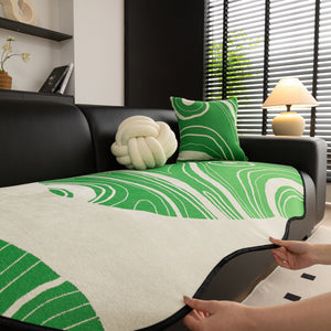 Abstract Art Sofa Cover with Wave Edge, Non Slip Couch Cover for Stylish Homes