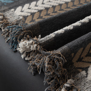 Cozy Decorative Throw Blanket for Couches, Boho Plush Woven Sofa Cover with Stripes