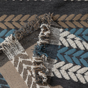 Cozy Decorative Throw Blanket for Couches, Boho Plush Woven Sofa Cover with Stripes