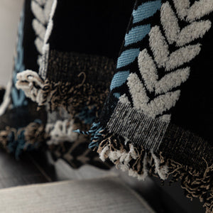 Cozy Decorative Throw Blanket for Couches, Boho Plush Woven Sofa Cover with Stripes