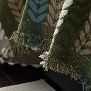 Cozy Decorative Throw Blanket for Couches, Boho Plush Woven Sofa Cover with Stripes