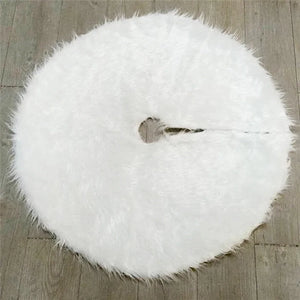 Round White Plush Christmas Tree Skirt