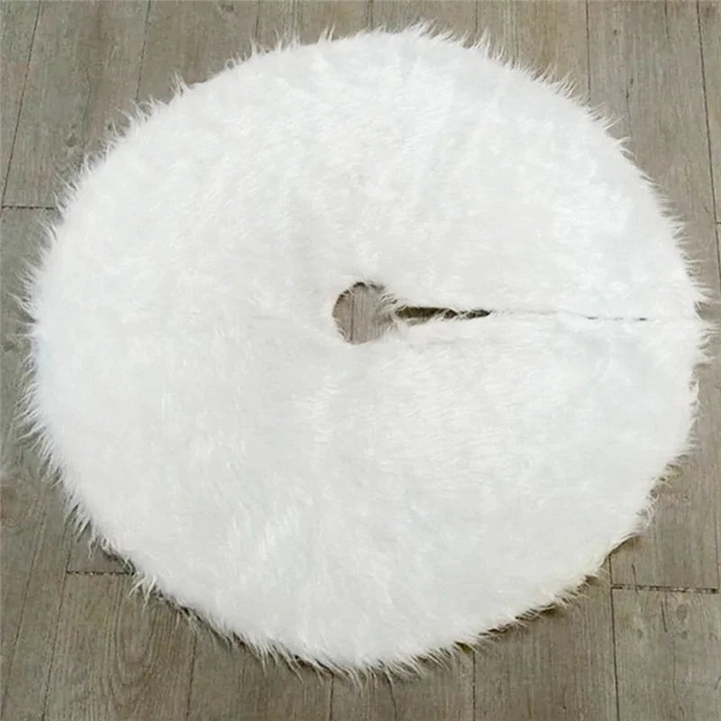 Round White Plush Christmas Tree Skirt