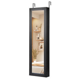 Jewelry Cabinet Wall or Door Mounted Jewelry Armoire with Full-Length Mirror-Black