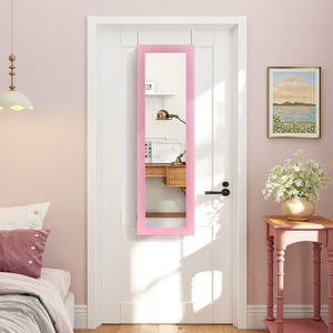 Jewelry Cabinet Wall or Door Mounted Jewelry Armoire Modern Hanging Jewelry Organizer-Pink