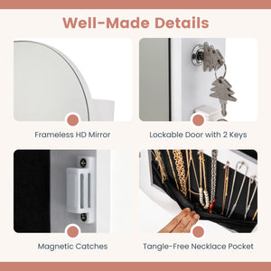 Jewelry Cabinet with Full-Length Mirror Large Storage Capacity-White