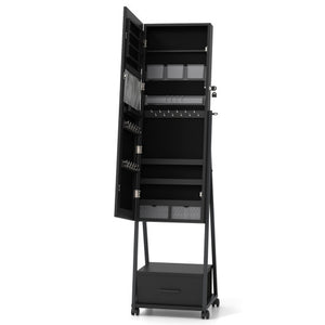 Jewelry Cabinet with Full-Length Mirror-Black