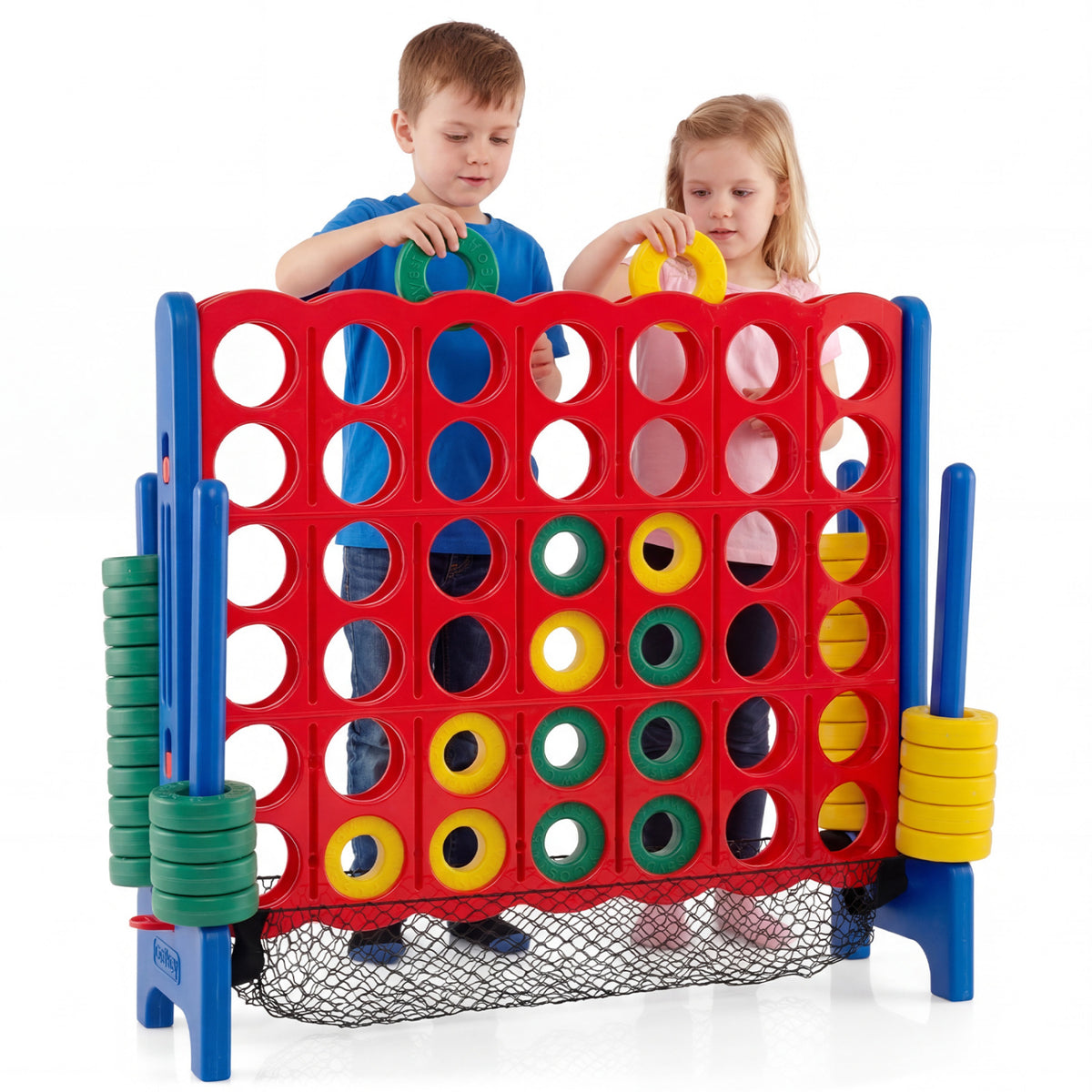 Jumbo 4 in a Row Game Set with 42 Chess Pieces 4-to-Score Giant Game Set-Red