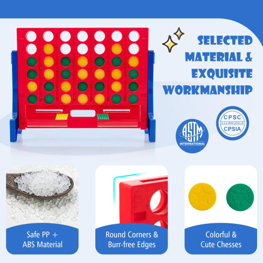 Jumbo 4-to-Score Connect Game Set with Carrying Bag and 42 Coins-Blue