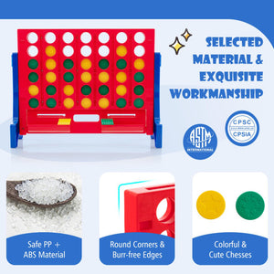 Jumbo 4-to-Score Connect Game Set with Carrying Bag and 42 Coins-Blue