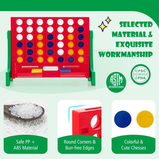 Jumbo 4-to-Score Connect Game Set with Carrying Bag and 42 Coins-Green