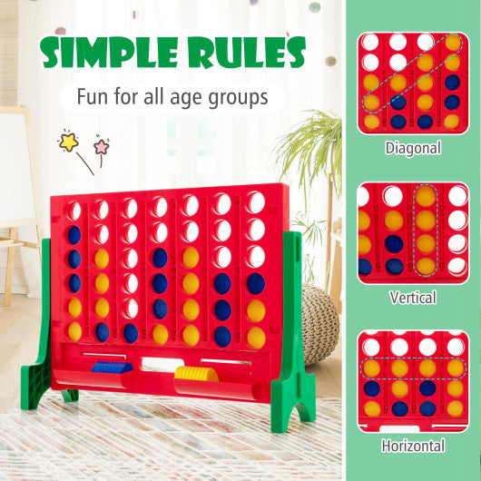 Jumbo 4-to-Score Connect Game Set with Carrying Bag and 42 Coins-Green