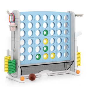 Jumbo 4-to-Score Game with Ring-toss and Basketball Hoop-Light Blue