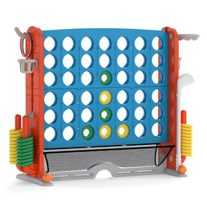 Jumbo 4-to-Score Game with Ring-toss and Basketball Hoop-Blue & Orange
