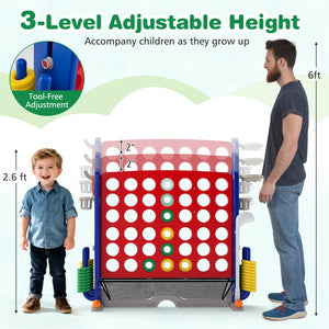 Jumbo 4-to-Score Game with Ring-toss and Basketball Hoop-Red