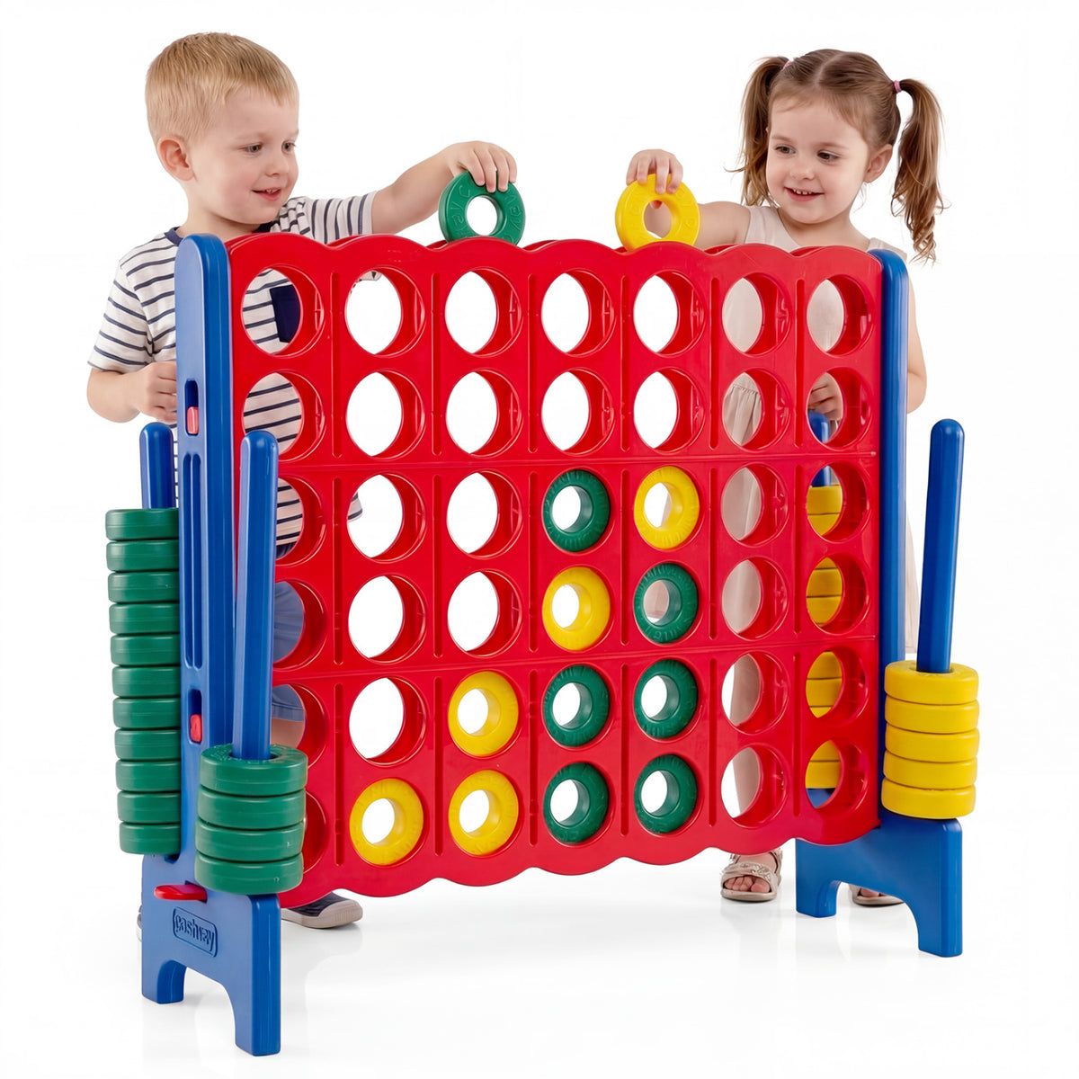 Jumbo 4-to-Score Game Set for Kids and Adults 3.5FT Tall by 4FT Wide Oversized Family Fun Game-Blue