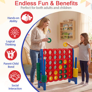 Jumbo 4-to-Score Game Set for Kids and Adults 3.5FT Tall by 4FT Wide Oversized Family Fun Game-Blue