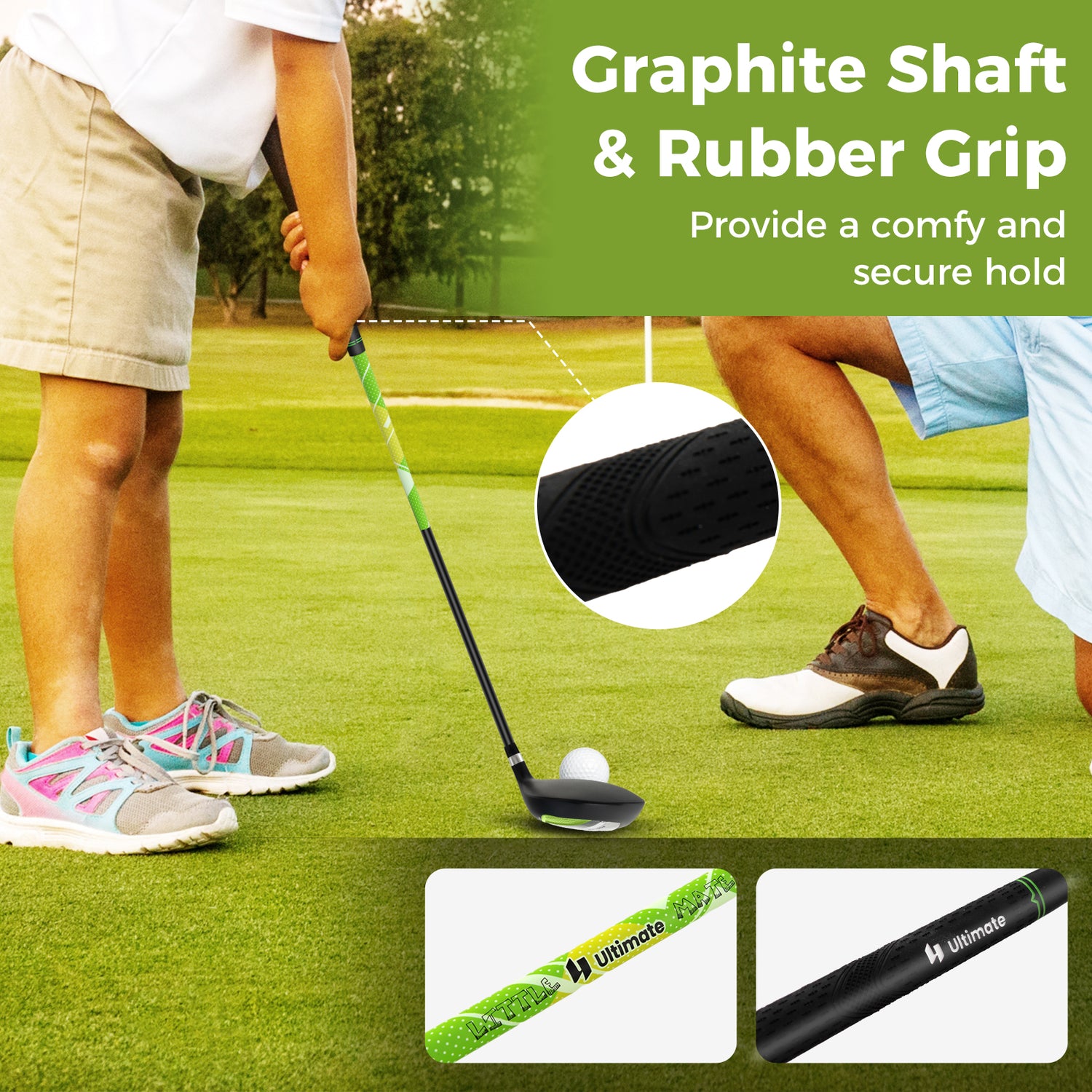 Junior Complete Golf Club Set for Kids with Rain Hood Right Hand Children Golf Age 8-10 Years Old-Green