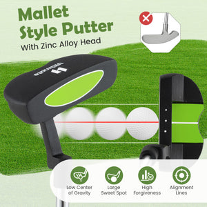 Junior Mallet Putter Individual Gold Club for 8-10 years old Kids-Green
