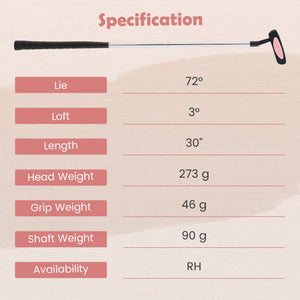 Junior Mallet Putter Individual Gold Club for Kids Ages 11-14-Pink