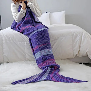 Striped Mermaid Blanket for Office and Living Room