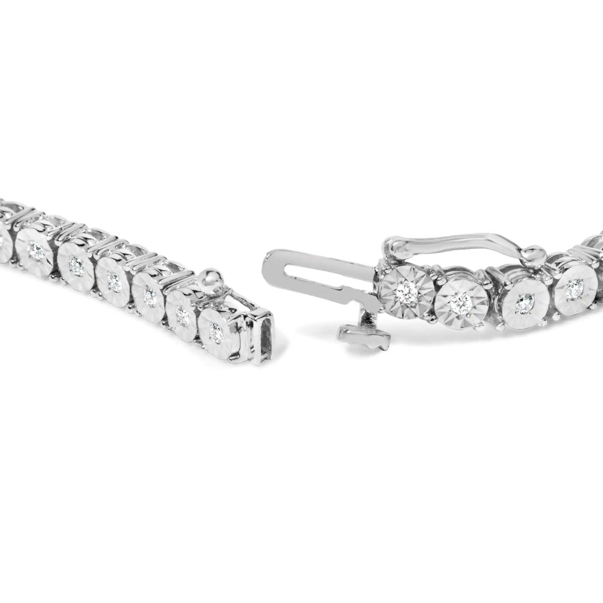 .925 Sterling Silver Lab Grown Diamond Illusion-Set Miracle Plate Tennis Bracelet - 7.25" Inches
