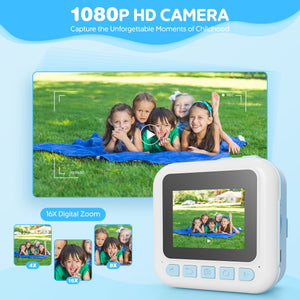 Contixo Kids Instant Print Camera, HD 1080P Digital Camera with 3 Rolls of Paper & 32G Card, 16X Zoom, Games & MP3, Ages 3-12 by Contixo