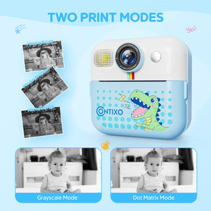 Contixo Kids Instant Print Camera, HD 1080P Digital Camera with 3 Rolls of Paper & 32G Card, 16X Zoom, Games & MP3, Ages 3-12 by Contixo