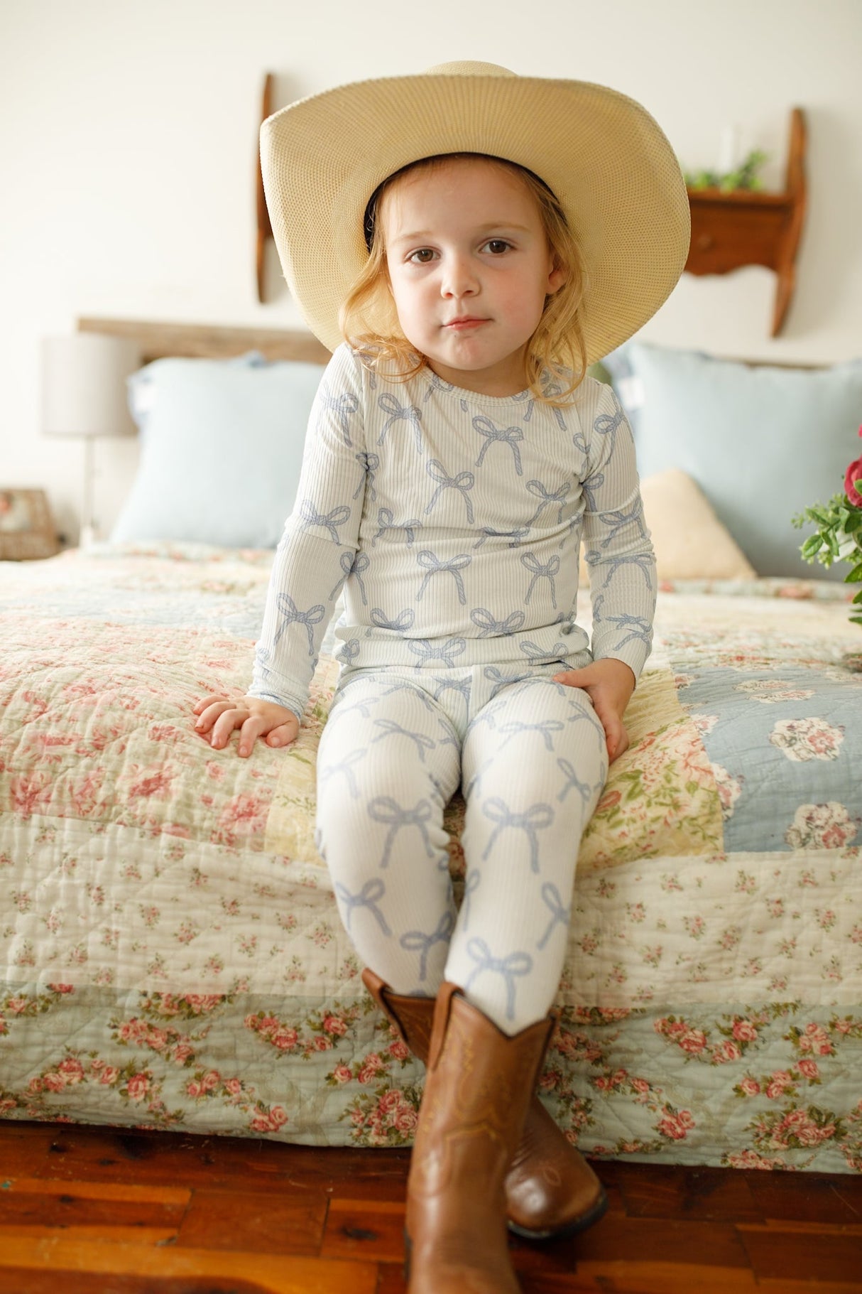 Blue Belle 2pc Ribbed Bamboo Pajamas