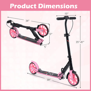 Kick Scooter for Kids Teens Adults Age 8+ Foldable Scooter with Large Light-up Wheels-Pink