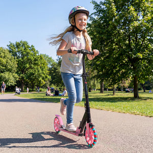 Kick Scooter for Kids Teens Adults Age 8+ Foldable Scooter with Large Light-up Wheels-Pink