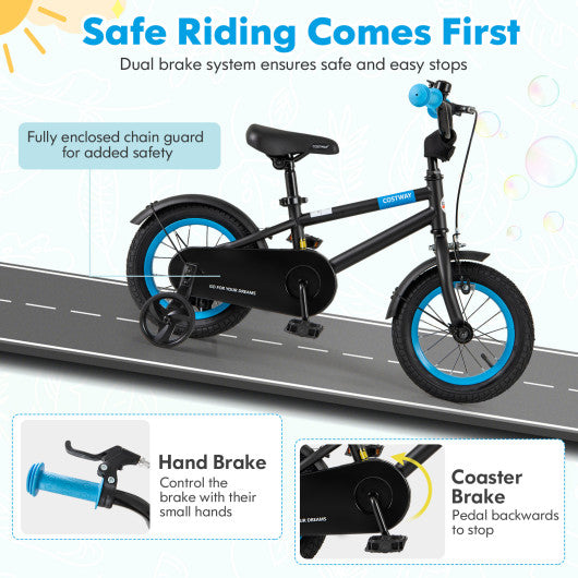 Kids Bike with Adjustable Handlebar and Saddle Black-12 Inches