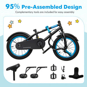Kids Bike with Adjustable Handlebar and Saddle Black-12 Inches