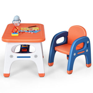 Kids Activity Table and Chair Set with Montessori Toys for Preschool and Kindergarten-Orange