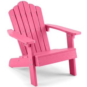 Kids Adirondack Chair All-weather Outdoor Chair for Children with Tilted High Backrest-Pink