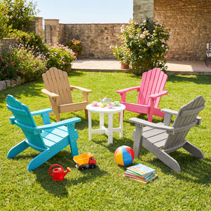 Kids Adirondack Chair All-weather Outdoor Chair for Children with Tilted High Backrest-Grey