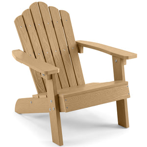 Kids Adirondack Chair All-weather Outdoor Chair for Children with Tilted High Backrest-Brown