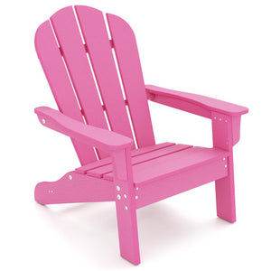 All-Weather HDPE Kid's Adirondack Chair with with High Backrest and Armrests-Pink